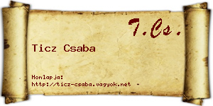 Ticz Csaba névjegykártya